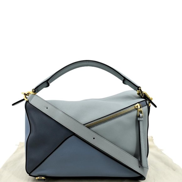 LOEWE  Puzzle Medium Calfskin Leather Shoulder Bag Aqua Light Blue - Picture 3 of 13